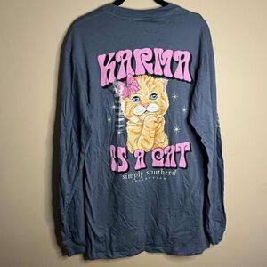 Simply Southern Karma Is A Cat Long Sleeve Medium Tee